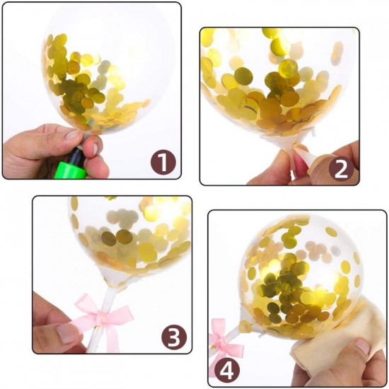 CONFETTI BALLOON CAKE TOPPER SILVER (5 PIECES)